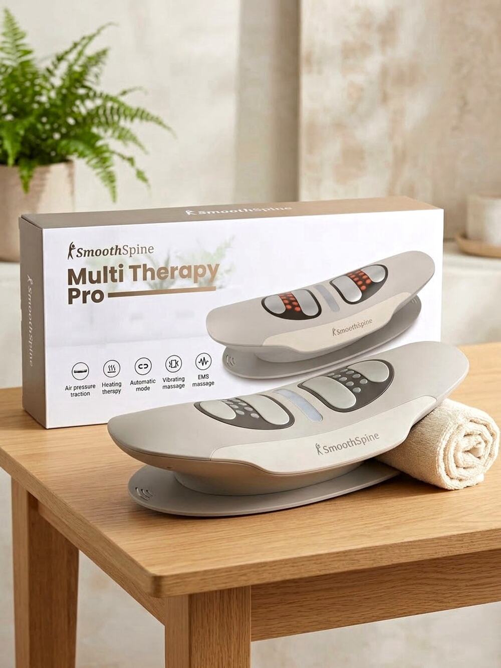 SmoothSpine Multi Therapy Pro Back Massager Heat EMS Vibration Air Compression